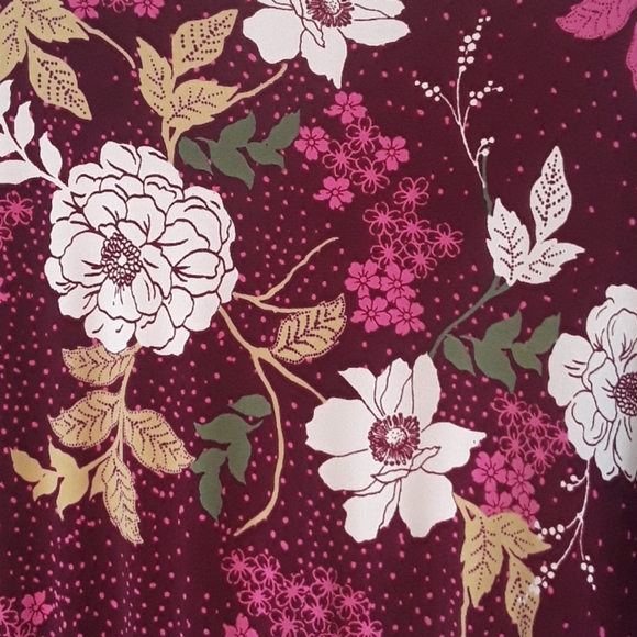 Torrid Burgundy Floral Print Woven Faux Wrap Dress - Picture 6 of 8